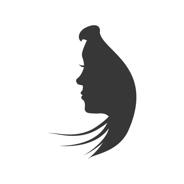 Weibliche Kopf-Ikone. Frauenkopfdesign. Vektorgrafik — Stockvektor