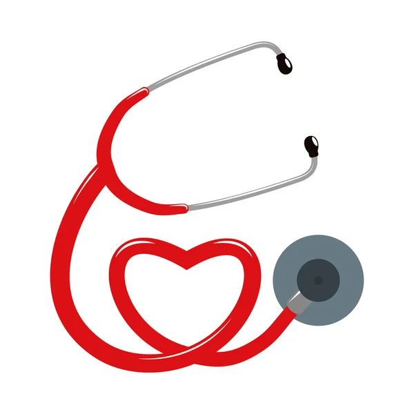 Estetoscópio e ícone do coração. Assistência médica e de saúde. Erva-vectora — Vetor de Stock