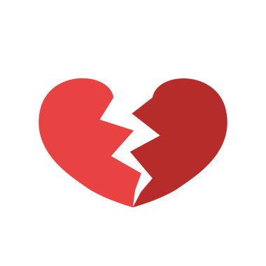 Kırık kalp şekli simgesi. Tasarım seviyorum. Vektör grafiği