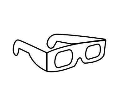 3D gözlük simgesi. Sinema tasarım. Vektör grafiği