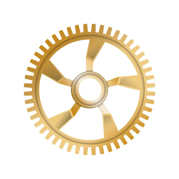 Gold Gear icon. Machine part design. Vector graphic — Stock Vector