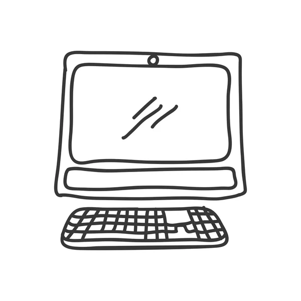 Icono de la computadora. Diseño de bocetos. Gráfico vectorial — Vector de stock