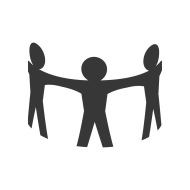 Ekip çalışması simgesi. Soyut insanlar ve destek tasarım. Vektör grafiği