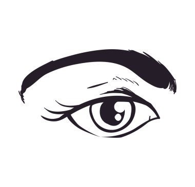 Kadın göz simgesini. Görüntüleyin ve tasarım bak. Vektör grafiği