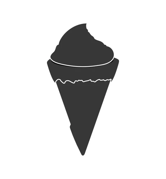 Конус иконы силуэта мороженого. Десерт и сладкий дизайн. Vec — стоковый вектор