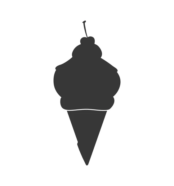 Cono di icona silhouette gelato. Dolce e dolce design. Vec — Vettoriale Stock