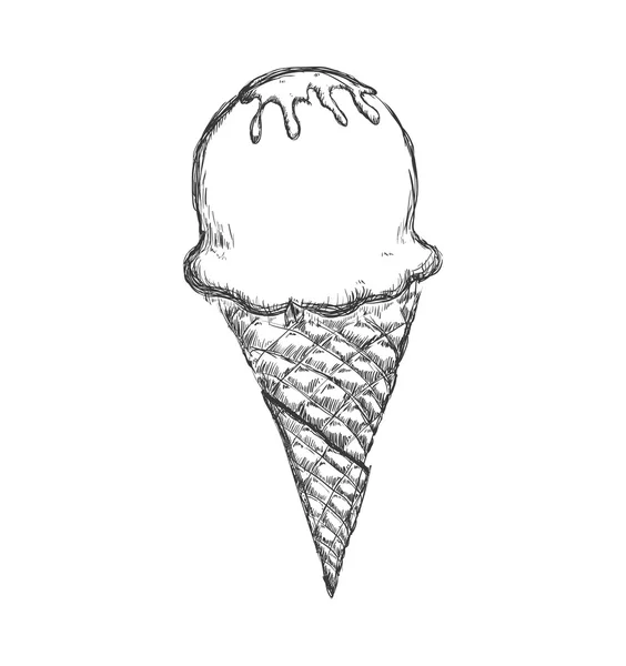 Cone of ice cream sketch icon. Dessert and sweet design. Vector — Stock Vector