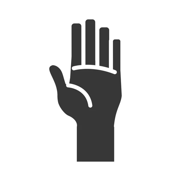 Χέρι δάχτυλων χειρονομία palm σιλουέτα εικονίδιο. Διανυσματικό γραφικό — Διανυσματικό Αρχείο