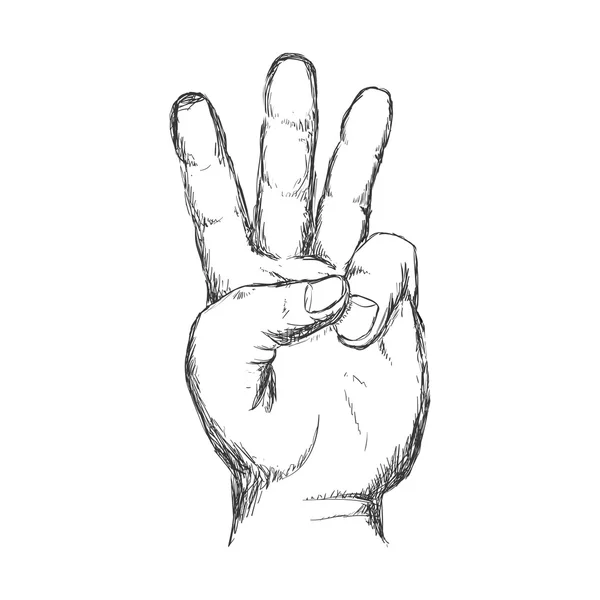 Drie vinger gebaar palm handje. Vectorafbeelding — Stockvector