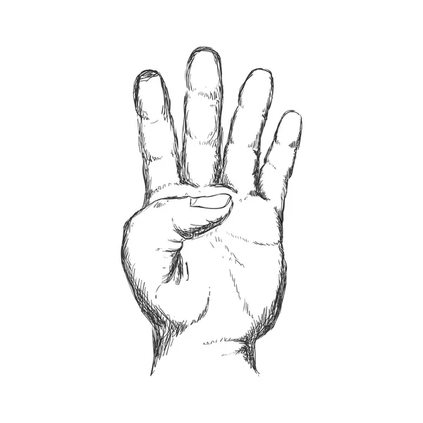 Quatre doigt main geste paume icône. Graphique vectoriel — Image vectorielle
