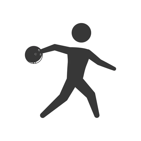 Jugador bola bolos deporte juego hobby icono. Gráfico vectorial — Vector de stock