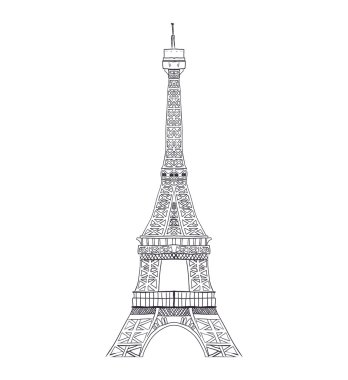 Eyfel Kulesi Paris bina Fransa simgesi. Vektör grafiği