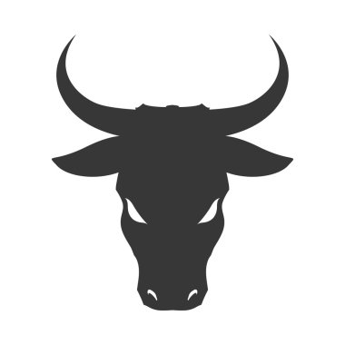 Boğa boynuzu hayvan siluet çiftlik simgesi. Vektör grafiği