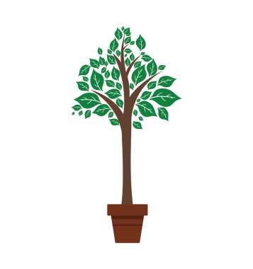 yaprak pot bitki yeşil doğa ekoloji simgesi. Vektör grafiği