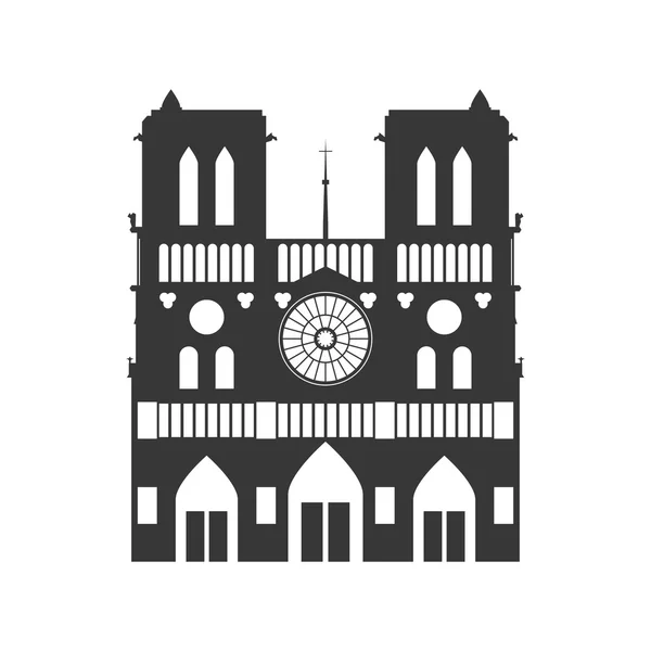 Notre dame building paris france icon. Grafico vettoriale — Vettoriale Stock