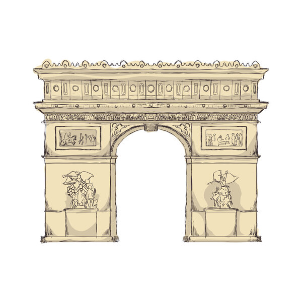 arch of triumph paris france building icon. Vector graphic