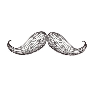 Bıyıklı siyah erkek erkek beyefendi simgesi. Vektör grafiği