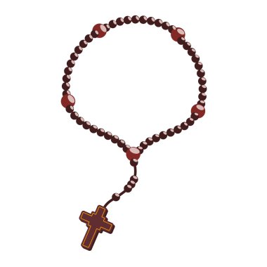 Tespih nacklace din simgesi çapraz. Vektör grafiği