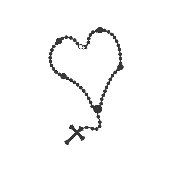 Rozenkrans nacklace cross religie pictogram. Vectorafbeelding — Stockvector