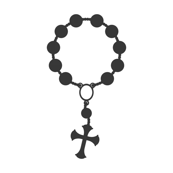 Rosenkransen nacklace korsa religion ikonen. Vektorgrafik — Stock vektor