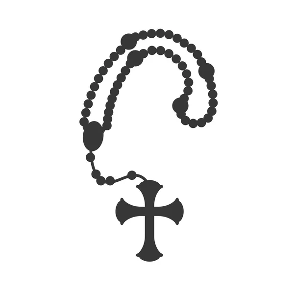 Rozenkrans nacklace cross religie pictogram. Vectorafbeelding — Stockvector