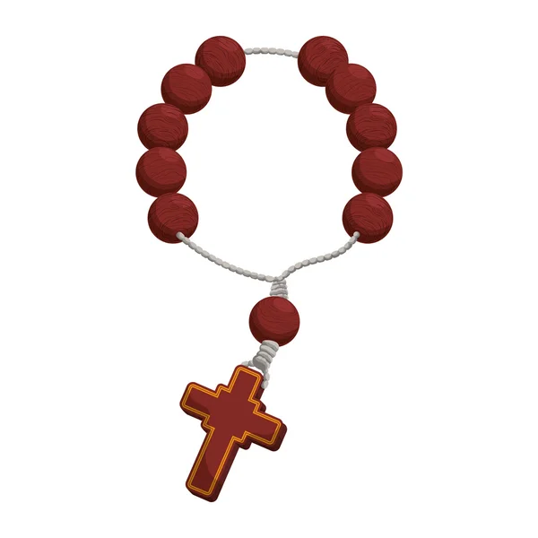 Четки nacklace крест религия значок. Векторная графика — стоковый вектор