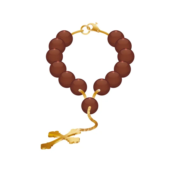 Rosary nacklace cross religion icon. Vector graphic — Stock Vector