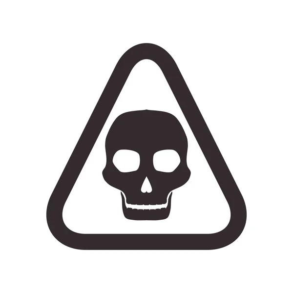 Skull road sign triangle warning icon. Vector graphic — Stock Vector