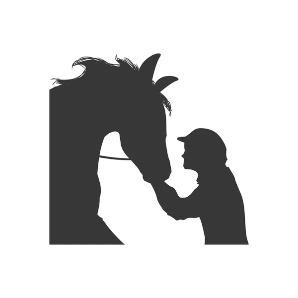 Cavalo animal livrando silhueta esporte hobby ícone. Gráfico vetorial — Vetor de Stock