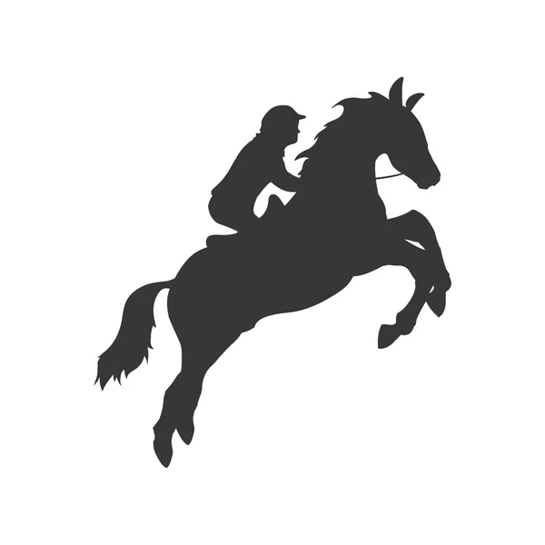 Caballo animal libramiento silueta deporte hobby icono. Gráfico vectorial — Vector de stock