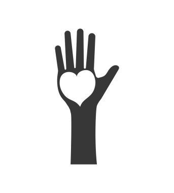 el kalp insan yardım jest parmak palm simgesi. Vektör grafiği