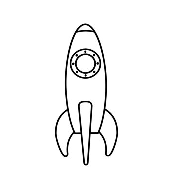 Roket uzay bilim uçak simgesi. Vektör grafiği