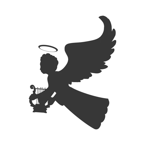 Angel silhouette fairy wing heaven icon. Vector graphic — Stock Vector