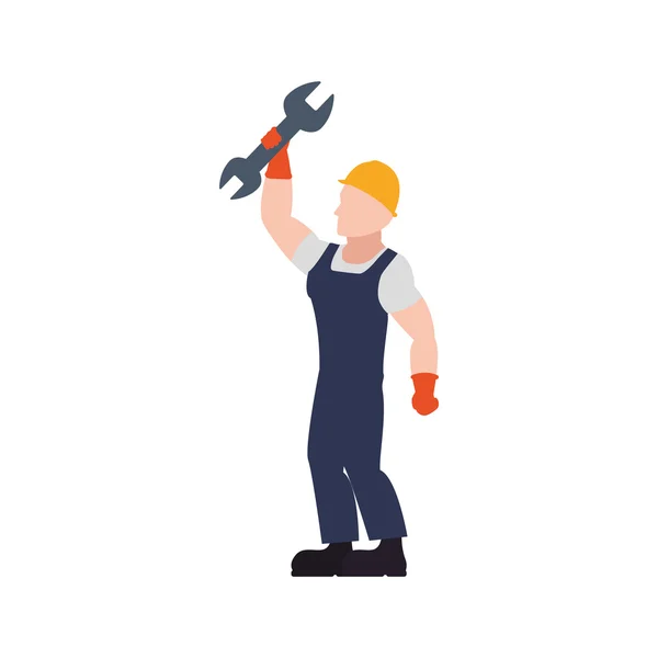Helmet wrench constructer worker industry icon. Vector graphic — Stock Vector
