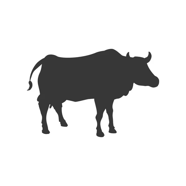 Vaca animal granja mascota carácter icono. Gráfico vectorial — Vector de stock