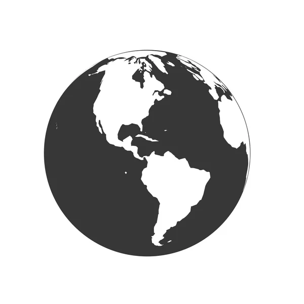 Иконка земной сферы на карте планеты. Векторная графика — стоковый вектор