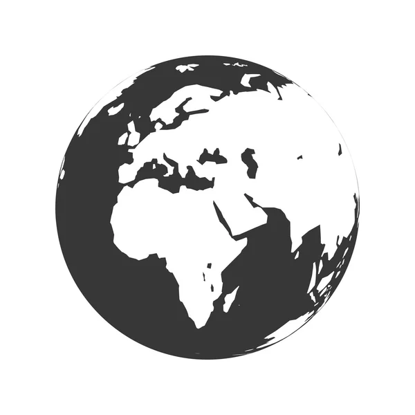 Иконка земной сферы на карте планеты. Векторная графика — стоковый вектор
