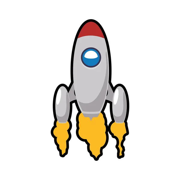 Cohete astronave ciencia vehículo icono. Gráfico vectorial — Archivo Imágenes Vectoriales