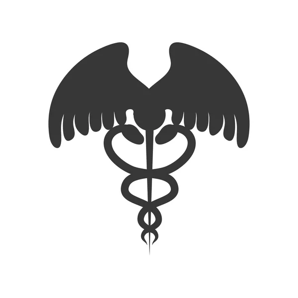 Caduceus vleugels medische gezondheidszorg pictogram. Vectorafbeelding — Stockvector