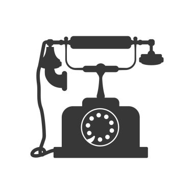 Telefon teknolojisi retro vintage simgesi. Vektör grafiği