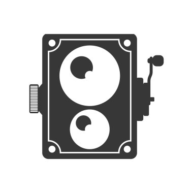 Videocamera teknoloji retro vintage simgesi. Vektör grafiği