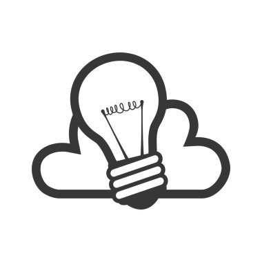 Ampul bulut fikir siluet simge. Vektör grafiği
