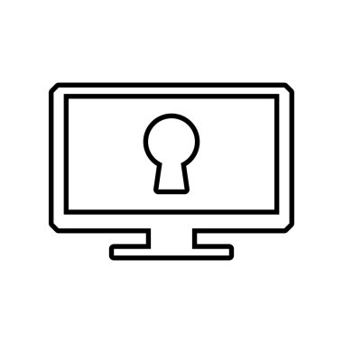 Asma kilit bilgisayar güvenlik sistemi koruma simgesi. Vektör grafiği