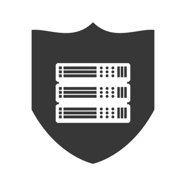 Kalkan veri merkezi güvenlik sistemi koruma simgesi. Vektör grafik