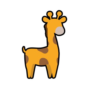 Zürafa sevimli hayvan küçük kutsal kişilerin resmi. Vektör grafiği