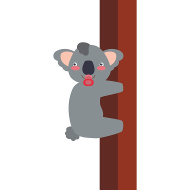 Koala sevimli hayvan küçük kutsal kişilerin resmi. Vektör grafiği
