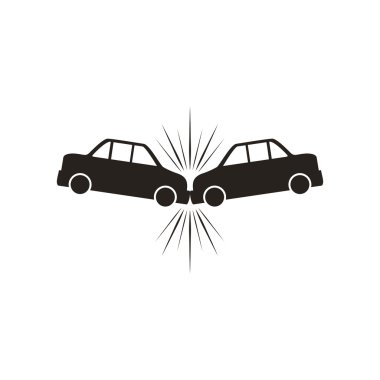 Araba kaza siluet araç sigorta simgesi. Vektör grafiği