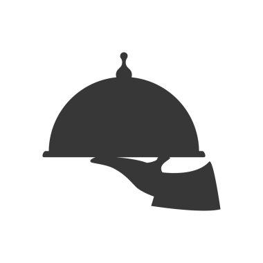 Plaka kol el garson mutfak Restoran simgesi. Vektör grafiği