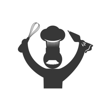 Şefler şapka şef sembol siluet simge. Vektör grafiği