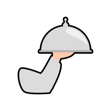 Plaka kol el garson mutfak Restoran simgesi. Vektör grafiği